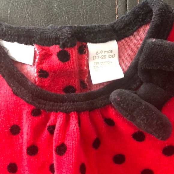 Ladybug Velvet Peplum Set - Picture 4 of 6